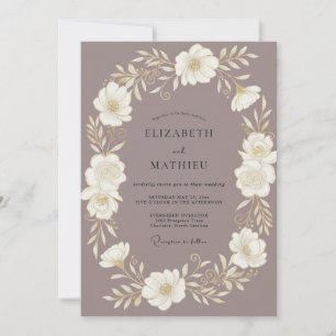 Flieder-Mauve-Blumenkranz-Hochzeit Einladung