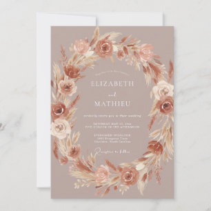 Flieder-Mauve-Terrakotta-Kranz-Hochzeit Einladung