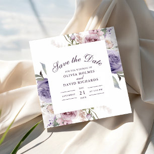 Flieder-Monogramm-Karte zur Speicherung des Hochze Save The Date