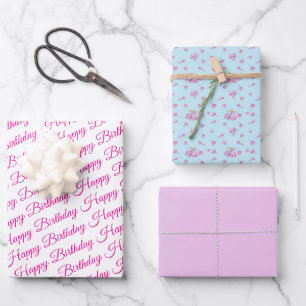 Flieder-Muster Geschenkpapier flaches Set mit 3 Bö