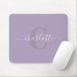 Flieder | Name der Personalisierten Skriptmonogram Mousepad<br><div class="desc">Flieder | Personalisiert Script Monogram Name Mouse pad</div>