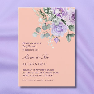 Flieder Pfirsich Florale Pfingstrose Baby Shower Einladung