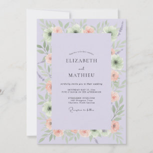 Flieder Pfirsich Ranunculus Eukalyptus Hochzeit Einladung