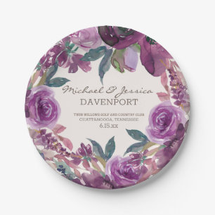 Flieder Pflaume Lila Aquarell Blumen Hochzeit Pappteller