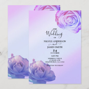 Flieder Purpur Glanz Rosen Elegante Florale Hochze Einladung