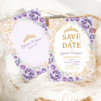 Flieder Purpur Gold Floral Quinceanera