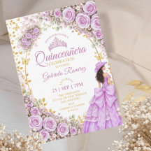Flieder Purpur Rosen Goldene Western Quinceañera