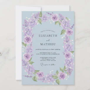 Flieder-Rosen-Kranz-Hochzeit Einladung