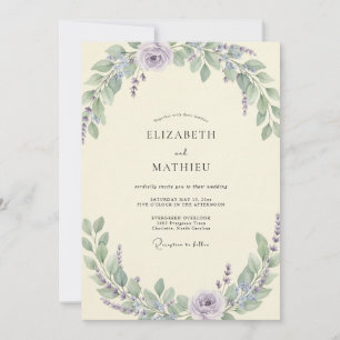 Flieder-Salbei-Laub-Eukalyptus-Hochzeit Einladung