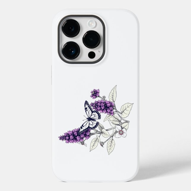 Flieder-Schmetterlingsstrauch Case-Mate iPhone 14 Pro Hülle (Rückseite)
