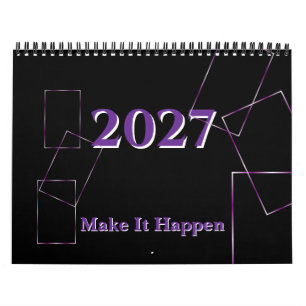 Flieder Schwarzer Geometrischer Rahmen Custom Kalender