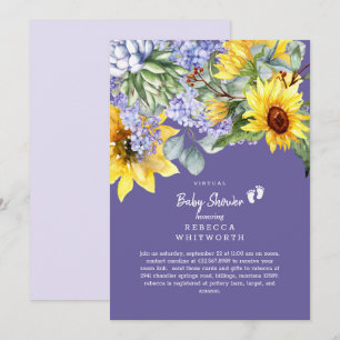 Flieder & Sonnenblumen Virtuelle Babyeinladung Einladung
