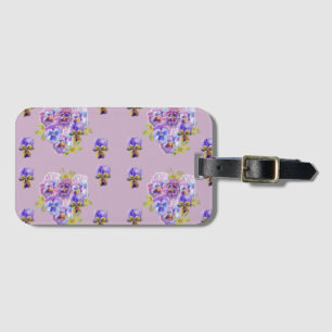 Flieder-Stiefmütterchen-Veilchen-Blumenmuster-Gepä Gepäckanhänger