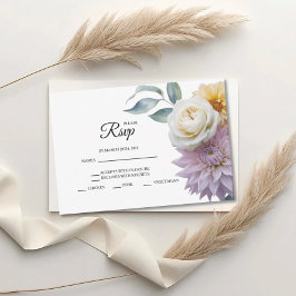 Flieder- und buttergelbe Blumen-Hochzeits-RSVP-Kar RSVP Karte
