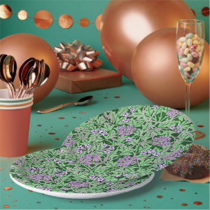 Flieder- und grünes Blumenmuster Pappteller