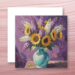 Flieder und Sonnenblumen Botanische Gestaltung K Karte