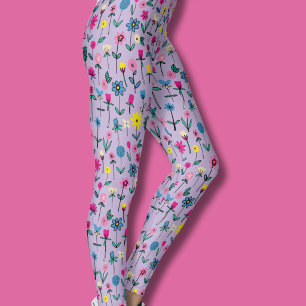 Flieder-Wildblume-whimsical Wiese Leggings