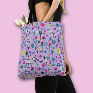 Flieder-Wildblume-whimsical Wiese Tasche