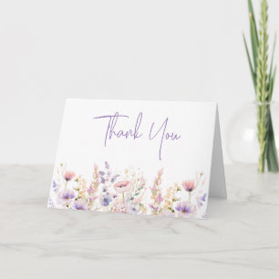 Flieder Wilde Blumen Hochzeitsdusche Gefaltet Dankeskarte