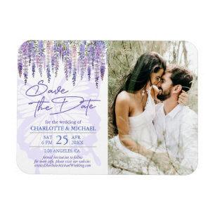Flieder-Wisteria-Garten-Hochzeitsfoto Save the Dat Magnet