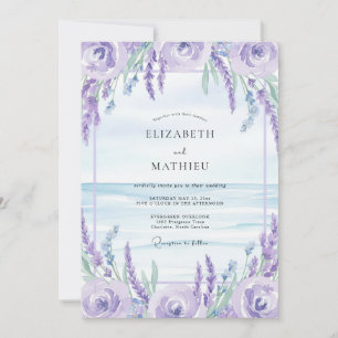 Flieder-Wisteria-Küstenhochzeit Einladung
