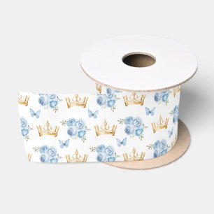 Fliederblaue Blumen und goldene Kronen Satinband
