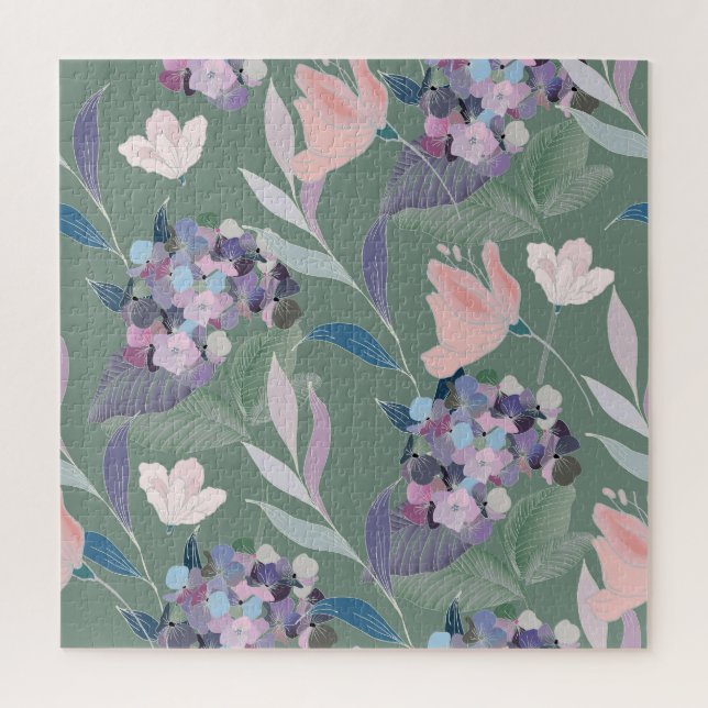 Fliederblumen Salbei-Grau-Muster (Vertikal)