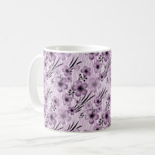 Fliederblumenmuster auf Tigerhintergrund Kaffeetasse