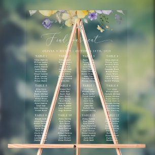Fliederblüte, gelbe Blume, Hochzeit Sitzordnung Acrylschild