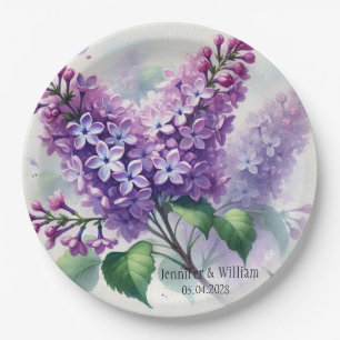 Fliederblüten Aquarell Florale Hochzeit Pappteller
