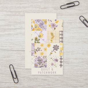 Fliederfarbene Gelbe Patchwork-Quilt-Handmade-Klei Visitenkarte