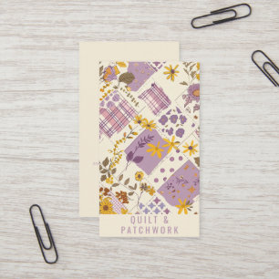 Fliederfarbene Gelbe Patchwork-Quilt-Handmade-Klei Visitenkarte