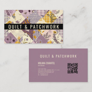 Fliederfarbene Gelbe Patchwork-Quilt-Handmade-Klei Visitenkarte