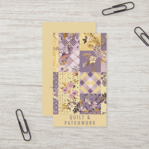 Fliederfarbene Gelbe Patchwork-Quilt-Handmade-Klei Visitenkarte