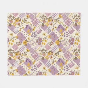 Fliederfarbene Gelbe Patchwork-Quiltdecke im Landh Fleecedecke
