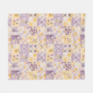 Fliederfarbene gelbe Patchwork-Quiltdecke im Landh Fleecedecke