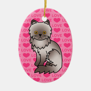 Fliederfarbene Perserkatzenliebe Keramik Ornament