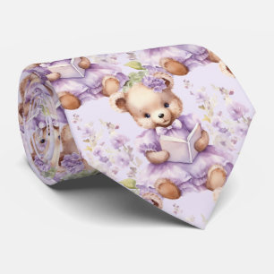 Fliederfarbene Teddybär-Schlips Krawatte