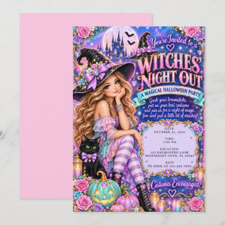 Fliederhexen-Nacht-out Magische Halloween-Party Einladung