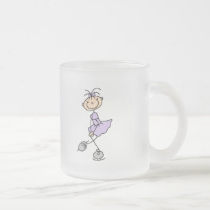 Fliederkleid-Figur-Eisläufer-T-Shirts und Geschenk Mattglastasse