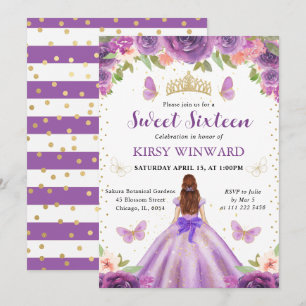 Fliederkleid Rothaarige Prinzessin Sweet 16 Einladung
