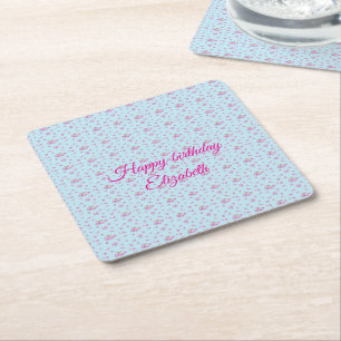 Fliederknospen und Blumendesign Alles Gute zum Geb Rechteckiger Pappuntersetzer