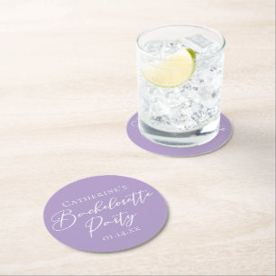 Fliederlila Junggesellinnenabschied Personalized Runder Pappuntersetzer