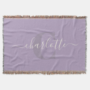 Fliederlila   Personalisiertes Skript Monogramm Na Decke