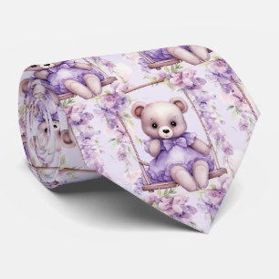 Fliederlila Teddybär Schlips Krawatte