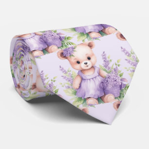 Fliederlila Teddybär-Schlips Krawatte