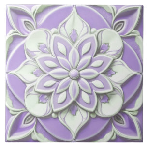 Fliederlila und weiße falsche Relief-Blumenblüte Fliese