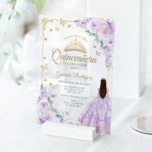 Fliederlila Wasserfarben-Rosen Gold Quinceanera