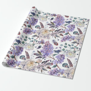 Fliedern und Pfingstrosen-Blumen Geschenkpapier