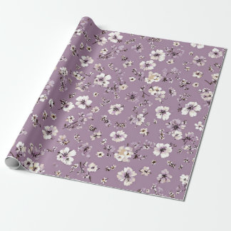 Fliederweiße Ditsy-Blumen-Pastell-Boho 70er Jahre Geschenkpapier